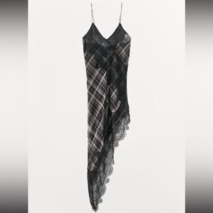 Zara asymmetric plaid lace dress Size small